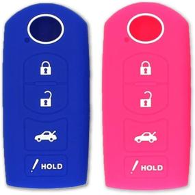 img 4 attached to 🔑 Безключевой чехол Keyless4U из силикона: Синяя роза для защиты ключей для Mazda 3 6 MX-5 CX-7 CX-9 Miata