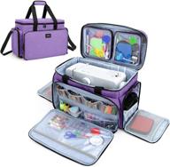 🧵 curmio sewing machine carrying case - universal travel tote bag with transparent pouches, purple (patented design) logo