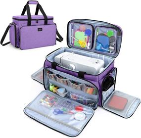 img 4 attached to 🧵 CURMIO Sewing Machine Carrying Case - Universal Travel Tote Bag with Transparent Pouches, Purple (Patented Design)