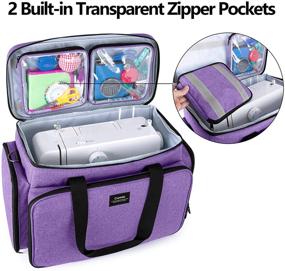 img 3 attached to 🧵 CURMIO Sewing Machine Carrying Case - Universal Travel Tote Bag with Transparent Pouches, Purple (Patented Design)