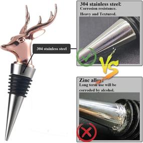 img 3 attached to OBALY Deer Wine Stoppers: Exquisite Stainless Steel Stoppers with Beautiful Electroplate Decoration – Perfect Gifting Idea with Reusability!