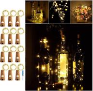 🍾 adecorty wine bottle lights with cork - silver wire cork lights for bottles 12 pack 6.5ft 20 led bottle lights battery operated christmas string lights for party halloween wedding christmas decor (warm white) логотип