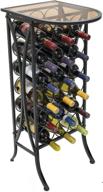 🍷 sorbus bordeaux chateau style wine rack stand with glass table top - holds 18 bottles of your favorite wine - elegant french style wine rack for any space логотип