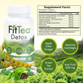 img 1 attached to FitTea Detox Fatburner: Добавка Garcinia Cambogia для похудения, контроля аппетита и повышения энергии - премиум смесь Garcinia с яблочным уксусом и натуральным кофеином - 60 капсул