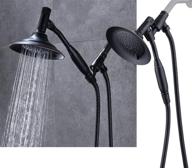 upgrade your shower experience with g-promise double height positioning shower head: high 🚿 pressure, handheld spray, adjustable bracket holder, and extra long stainless steel hose in bronze logo