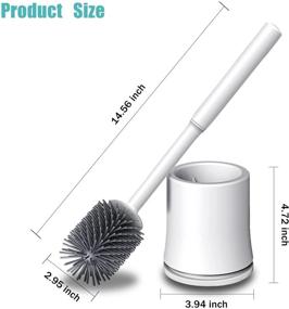 img 2 attached to 🚽 Silicone Toilet Brush and Holder Set: Deep Clean with Non-Slip Long Handle, Floor Stand and Wall Mount – No Drilling Required