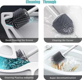 img 3 attached to 🚽 Silicone Toilet Brush and Holder Set: Deep Clean with Non-Slip Long Handle, Floor Stand and Wall Mount – No Drilling Required