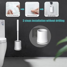 img 1 attached to 🚽 Silicone Toilet Brush and Holder Set: Deep Clean with Non-Slip Long Handle, Floor Stand and Wall Mount – No Drilling Required