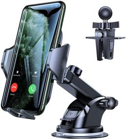 img 4 attached to 📱 VICSEED Car Phone Mount - Thick Case & Big Phones Friendly: Long Arm Suction Cup Phone Holder for Car Dashboard, Windshield, Air Vent - Hands-Free Clip Cell Phone Holder Compatible with All Mobile Phones
