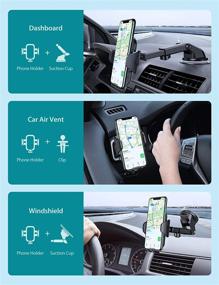 img 3 attached to 📱 VICSEED Car Phone Mount - Thick Case & Big Phones Friendly: Long Arm Suction Cup Phone Holder for Car Dashboard, Windshield, Air Vent - Hands-Free Clip Cell Phone Holder Compatible with All Mobile Phones