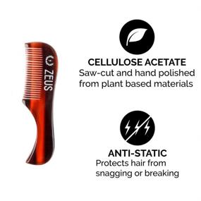 img 1 attached to 🧔 ZEUS Mustache Styling Kit - Strong Hold Wax & Saw-Cut Pocket Comb for Fined Tooth Mustache Grooming, Durable Cellulose Material, Hand Polished