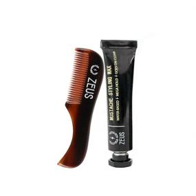 img 4 attached to 🧔 ZEUS Mustache Styling Kit - Strong Hold Wax & Saw-Cut Pocket Comb for Fined Tooth Mustache Grooming, Durable Cellulose Material, Hand Polished