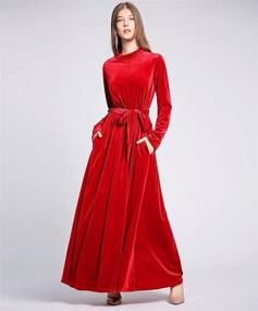 img 2 attached to 🎄 Velvet Maxi Dress for Women - Christmas Long Sleeve V-Neck Style by MedeShe