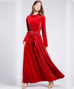 img 1 attached to 🎄 Velvet Maxi Dress for Women - Christmas Long Sleeve V-Neck Style by MedeShe