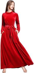 img 4 attached to 🎄 Velvet Maxi Dress for Women - Christmas Long Sleeve V-Neck Style by MedeShe