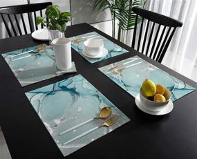 img 1 attached to SUNNIEEV Placemats Turquoise Resistant Farmhouse