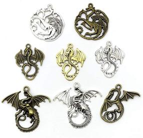 img 3 attached to 🔥 Fired up Crafters rejoice! Get your hands on JIALEEY's 16pcs/8pairs Flying Dragon Charms - Perfect Jewelry Making and Craft Supplies for Tarrasque Infernal Demon Dragon Fire Dragon Dinosaur Totem!