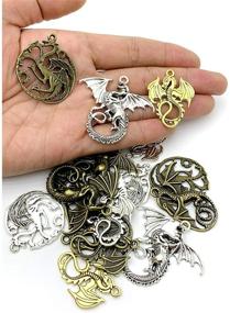 img 2 attached to 🔥 Fired up Crafters rejoice! Get your hands on JIALEEY's 16pcs/8pairs Flying Dragon Charms - Perfect Jewelry Making and Craft Supplies for Tarrasque Infernal Demon Dragon Fire Dragon Dinosaur Totem!