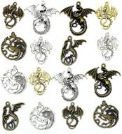 🔥 fired up crafters rejoice! get your hands on jialeey's 16pcs/8pairs flying dragon charms - perfect jewelry making and craft supplies for tarrasque infernal demon dragon fire dragon dinosaur totem! logo