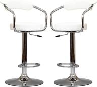 🪑 modway diner vintage modern faux leather upholstered white bar stools - adjustable & swivel logo