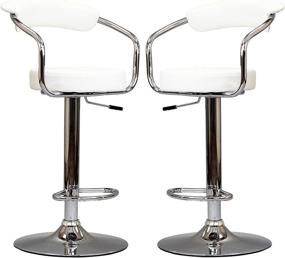 img 4 attached to 🪑 Modway Diner Vintage Modern Faux Leather Upholstered White Bar Stools - Adjustable & Swivel