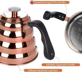 img 1 attached to ☕ XIRGS Copper Coated Gooseneck Pour Over Coffee Kettle, 1.2L/40oz with Thermometer for Precise Temperature Control, Stovetop Surgical-Stainless Steel Tea Kettle
