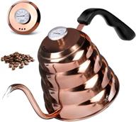 ☕ xirgs copper coated gooseneck pour over coffee kettle, 1.2l/40oz with thermometer for precise temperature control, stovetop surgical-stainless steel tea kettle logo