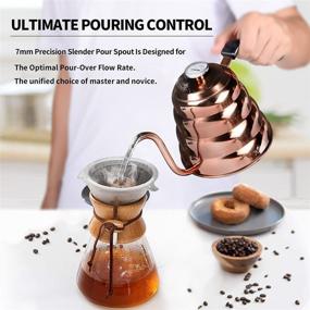 img 3 attached to ☕ XIRGS Copper Coated Gooseneck Pour Over Coffee Kettle, 1.2L/40oz with Thermometer for Precise Temperature Control, Stovetop Surgical-Stainless Steel Tea Kettle