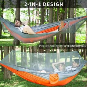 img 3 attached to 🏕️ YOOMO Camping Hammock: Lightweight & Portable Travel Bed with Mosquito Net & Tree Straps - Ideal for Hiking, Backpacking, & Garden