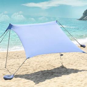 img 4 attached to 🏖️ 6 Person Pop Up Beach Tent with UPF50+ Sun Protection, Portable Camping Sun Shelter Canopy for Outdoor Trips, Fishing, or Picnics, Pop-Up Shade with Carrying Bag (7x7 Ft 2 Pole, Blue)