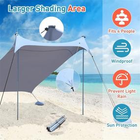 img 3 attached to 🏖️ 6 Person Pop Up Beach Tent with UPF50+ Sun Protection, Portable Camping Sun Shelter Canopy for Outdoor Trips, Fishing, or Picnics, Pop-Up Shade with Carrying Bag (7x7 Ft 2 Pole, Blue)