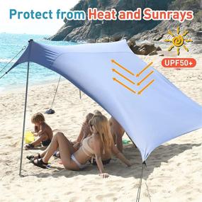 img 2 attached to 🏖️ 6 Person Pop Up Beach Tent with UPF50+ Sun Protection, Portable Camping Sun Shelter Canopy for Outdoor Trips, Fishing, or Picnics, Pop-Up Shade with Carrying Bag (7x7 Ft 2 Pole, Blue)