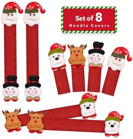 img 3 attached to 🎅 D-FantiX 8-Piece Set of Santa Snowman Refrigerator Door Handle Covers - Christmas Decorations for Fridge, Microwave, Oven, Dishwasher - Protector Kitchen Appliance Covers for Door Handles