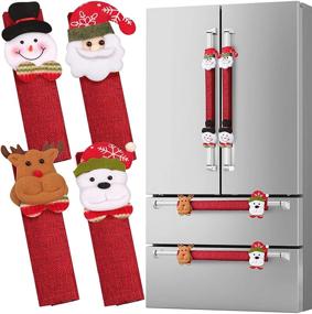 img 4 attached to 🎅 D-FantiX 8-Piece Set of Santa Snowman Refrigerator Door Handle Covers - Christmas Decorations for Fridge, Microwave, Oven, Dishwasher - Protector Kitchen Appliance Covers for Door Handles