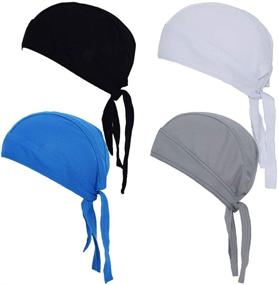 img 4 attached to 🏍️ Large Motorcycle Sweat-Wicking Doo Rag Helmet Liner Hat - Cooling Dew Rag Bandana Skull Cap for Men and Women