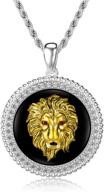 🦁 sterling silver lion head pendant necklace for men - lonago lion necklace, ideal birthday gift for father, boy or men logo