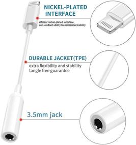 img 3 attached to 🎧 Официальный сертифицированный Apple MFi 3-пакет адаптеров Lightning к 3,5 мм разъему для наушников: совместимо с iPhone 12, Pro 11, XR, XS, X, 8, 7, iPad, iPod – кабель-переходник Aux для наушников и наушников