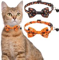 kooltail 2 pack bowtie cat collars: cute adjustable breakaway collars with bell for indoor outdoor kittens - safety buckle included logo