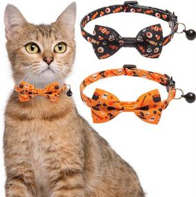 img 4 attached to KOOLTAIL 2 Pack Bowtie Cat Collars: Cute Adjustable Breakaway Collars with Bell for Indoor Outdoor Kittens - Safety Buckle Included