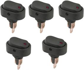 img 4 attached to ESUPPORT 12V 30A Car Auto Vehicle Red LED Light Push Button Rocker Toggle Switch On Off Spst 3 Pin Control Pack Of 5