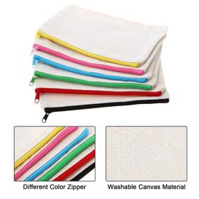 img 2 attached to Versatile 12-Piece Canvas Cosmetic Bag Set - Zippered Multipurpose Makeup Pouches, Blank DIY Design, Perfect for Travel, Toiletries, and Pencil Storage - Ideal for Women and Girls