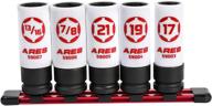 ares 59000-5-piece 1/2-inch drive non-marring impact lug nut socket set with protective sleeves and inserts - prevent wheel and lug damage - includes storage rail logo