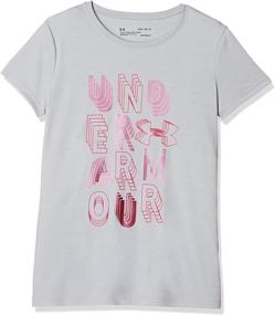 img 3 attached to 👗 Linear Wordmark Sleeve Girls' Clothing by Under Armour