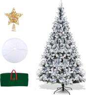 🎄 xmasexp snow flocked 3.5ft artificial christmas tree with storage bag, star tree topper, white tree skirt, metal foldable stand - ideal holiday home xmas decoration logo
