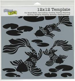 img 1 attached to 🐠 Картина ручной работы "Шаблон пруда с карпами от Crafters Workshop - Создание потрясающих дизайнов размером 12x12 дюймов
