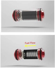 img 1 attached to Universal Inline Fuel Filter Replacement, High Flow 50mm Diameter with Cleanable Stainless Steel Mesh Screen - AN6 AN8 AN10 Bolts, Anodized Black and Red, 100 Micron