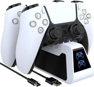 ps5 dualsense controller charger: dualsence charging dock with led indicator - white logo