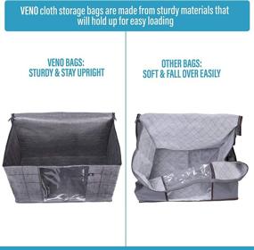 img 2 attached to 👜 VENO XL Cloth Storage Bag for Comforter, Blanket | Strong Handle, Foldable with Dual Zippers | Stand Upright, Easy Loading | 22 Gal Capacity, Durable & Water-Resistant | Recycled Material (Black/Windowpane)