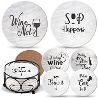 🍷 6-piece coasters for drinks gift set: absorbent with funny sayings - perfect housewarming present for wine lovers logo