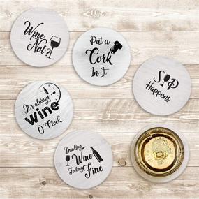 img 3 attached to 🍷 6-Piece Coasters for Drinks Gift Set: Absorbent with Funny Sayings - Perfect Housewarming Present for Wine Lovers